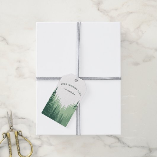 水素朴色松の森のロゴカスタムラベル ギフトタグ (より糸付き)