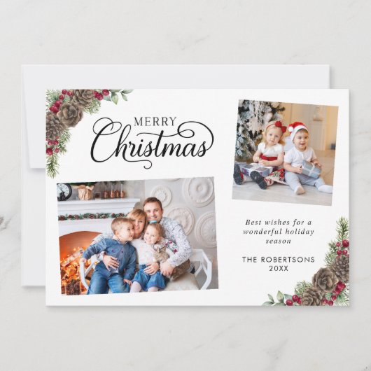 水素朴色植物体2フォトクリスマス シーズンカード (正面)