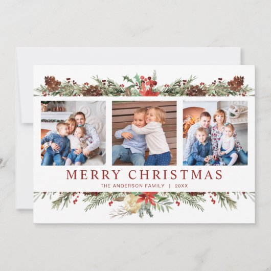 水素朴色植物性クリスマス3写真 シーズンカード (正面)