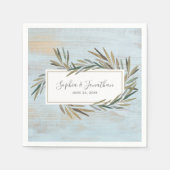 水素朴色植物性ハーブブルーウッド結婚ズ スタンダードカクテルナプキン (正面)