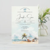 水素朴色海ビーチ&パームツリー結婚ズ 招待状 (スタンド正面)