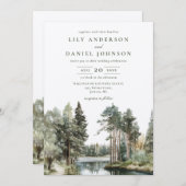 水素朴色湖林結婚のQRコード 招待状 (正面/裏面)