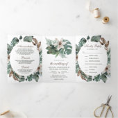 水素朴色熱帯離れフローラ結婚ズ 三つ折り招待状 (内部)