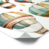 水素朴色熱気球アートプリント ポスター (角)