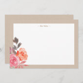 水素朴色牡丹クラフト文房具 ノートカード (正面/裏面)