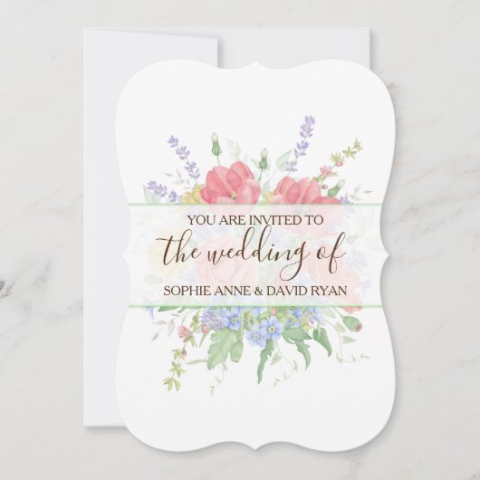 水素朴色牧草野結婚花 招待状 (正面)