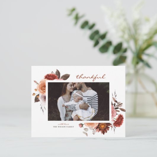 水素朴色秋フローラ写真サンクスギビング シーズンポストカード (スタンド正面)