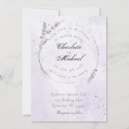 水素朴色紫ラベンダーフ結婚ラワー 招待状