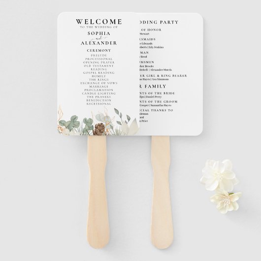 水素朴色結婚式プログラムSet of Fans ハンドファン (正面&裏面)