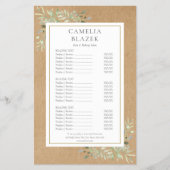 水素朴色緑サロンサービスメニュー チラシ (正面)