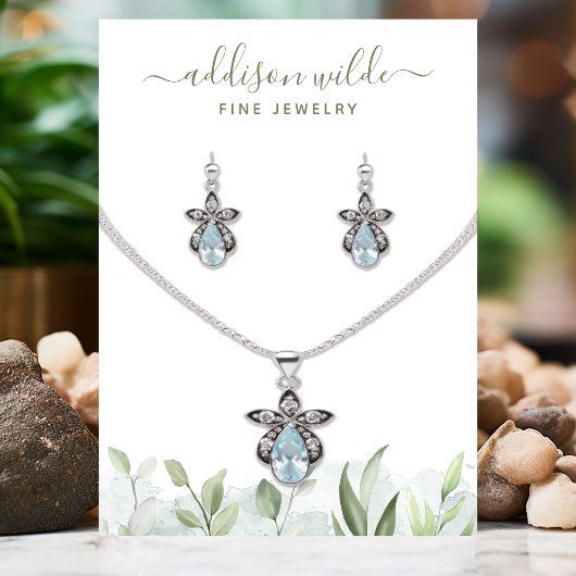 水素朴色緑ジュエリー表示 名刺