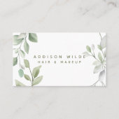 水素朴色緑フローラメイクアップアーティストQR 名刺 (正面)