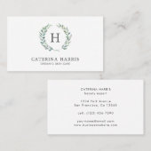 水素朴色緑リースモノグラムロゴ 名刺 (正面/裏面)