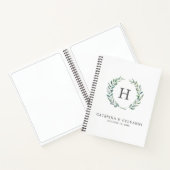 水素朴色緑リースモノグラム結婚ズ ノートブック (内部)