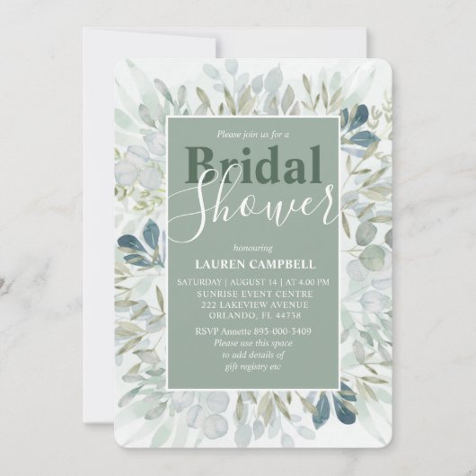 水素朴色緑 招待状 (正面)