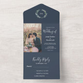 水素朴色葉モノグラ結婚ム写真 オールインワン招待状 (内側)