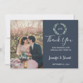水素朴色葉モノグラ結婚ム写真 サンキューカード (正面)