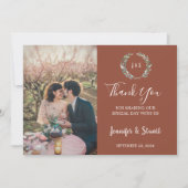 水素朴色葉モノグラ結婚ム写真 サンキューカード (正面)