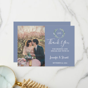 水素朴色葉モノグラ結婚ム写真 サンキューカード