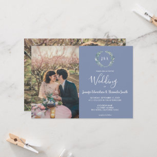 水素朴色葉モノグラ結婚ム写真 招待状