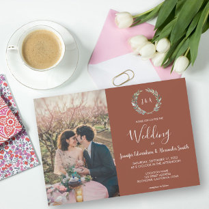 水素朴色葉モノグラ結婚ム写真 招待状