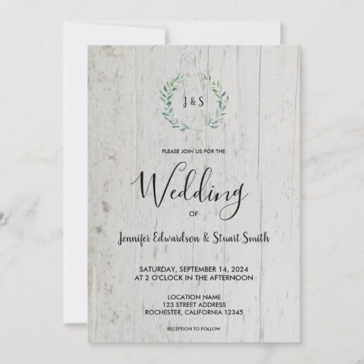 水素朴色葉モノグラ結婚ム写真 招待状 (正面)