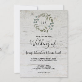 水素朴色葉モノグラ結婚ム木材 招待状