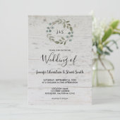 水素朴色葉モノグラ結婚ム木材 招待状 (スタンド正面)