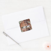 水素朴色葉写真ありがとうご結婚ざい スクエアシール (封筒)