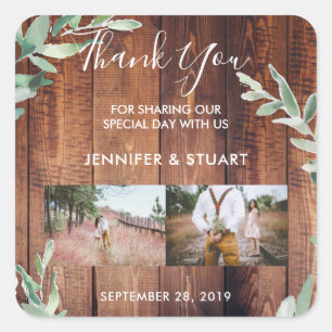 水素朴色葉写真ありがとうご結婚ざい スクエアシール