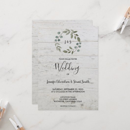 水素朴色葉木モノグラム結婚ズ 招待状 (正面/裏面インサイチュ)