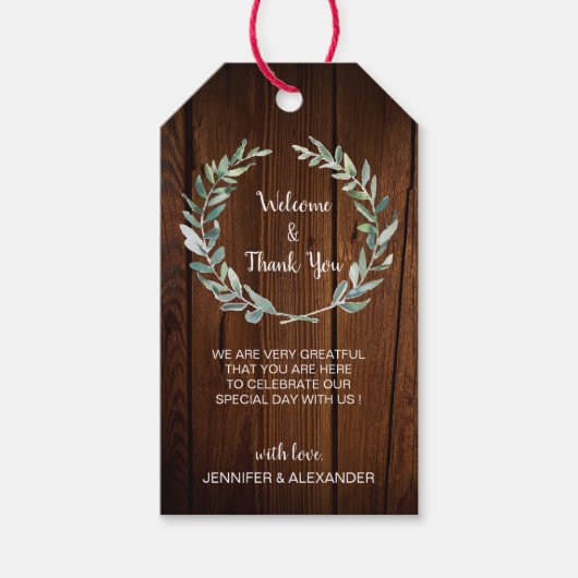 水素朴色葉木材の結婚歓迎ラベル ギフトタグ (正面)