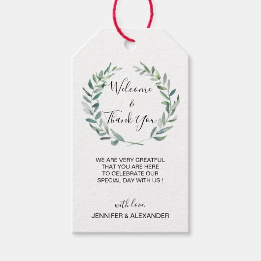 水素朴色葉結婚の歓迎バッグ ギフトタグ (正面)