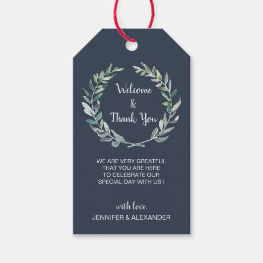 水素朴色葉結婚の歓迎バッグ ギフトタグ (正面)