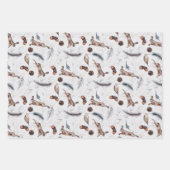 水素朴色跳ねウサギ冬 ラッピングペーパーシート (正面3)
