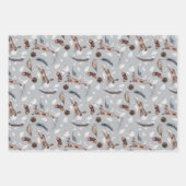 水素朴色跳ねウサギ冬 ラッピングペーパーシート (正面2)