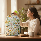 水素朴色野花パーソナライズされた名 プリントバックパック