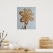 水素朴色金ゴールドデイジー ポスター (キッチン)