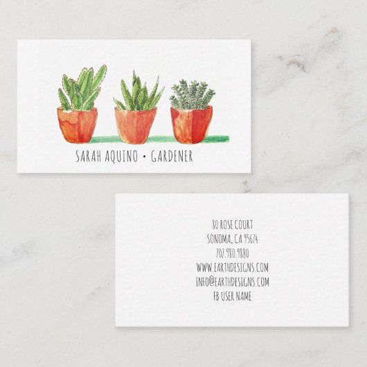 水素朴色鉢植え庭園業 名刺 (正面/裏面)