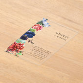 水素朴色開花フローラ結婚 アクリル招待状 (レイダウン)