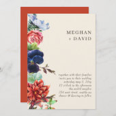 水素朴色開花フローラ結婚 招待状 (正面/裏面)