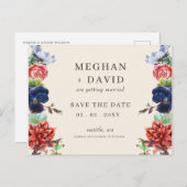 水素朴色開花フローラ結婚 案内ポストカード (正面/裏面)