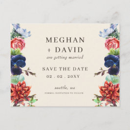 水素朴色開花フローラ結婚 案内ポストカード