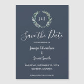 水素朴色離れ濃青の日付を保存 マグネット招待状 (正面)