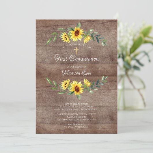 水素朴色黄色ひまわり第1聖餐式 招待状 (スタンド正面)