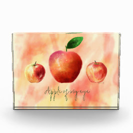 水素朴色3個のリンゴ「目のリンゴ」 フォトブロック