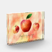 水素朴色3個のリンゴ「目のリンゴ」 フォトブロック (左)