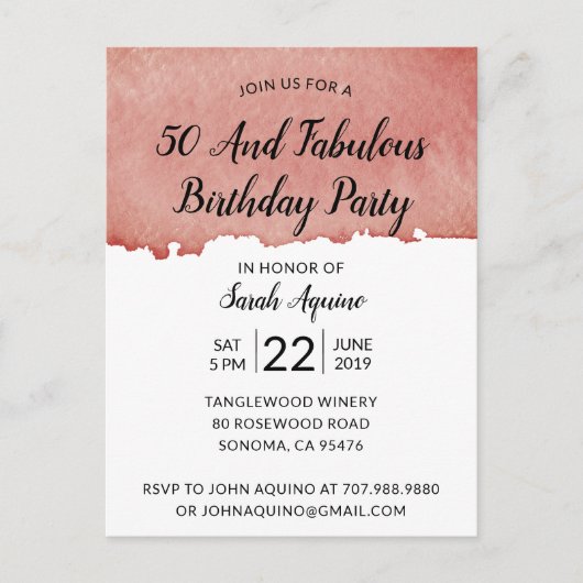 水素朴色50と素晴らしい誕生日 インビテーションポストカード (正面)