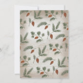 水素朴色〔雄ジカの〕枝角と松の結婚枝 招待状 (裏面)