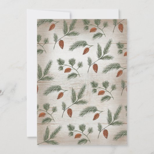 水素朴色〔雄ジカの〕枝角と松の結婚枝 招待状 (裏面)